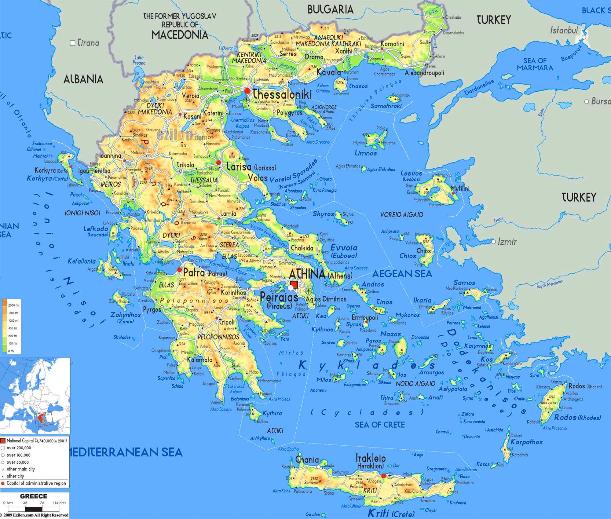 Carte des îles grecques