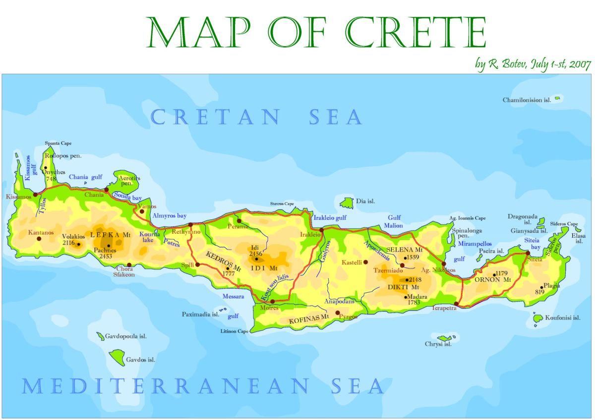 Lîle De Crète En Grèce La Carte Crète Grèce Carte De L