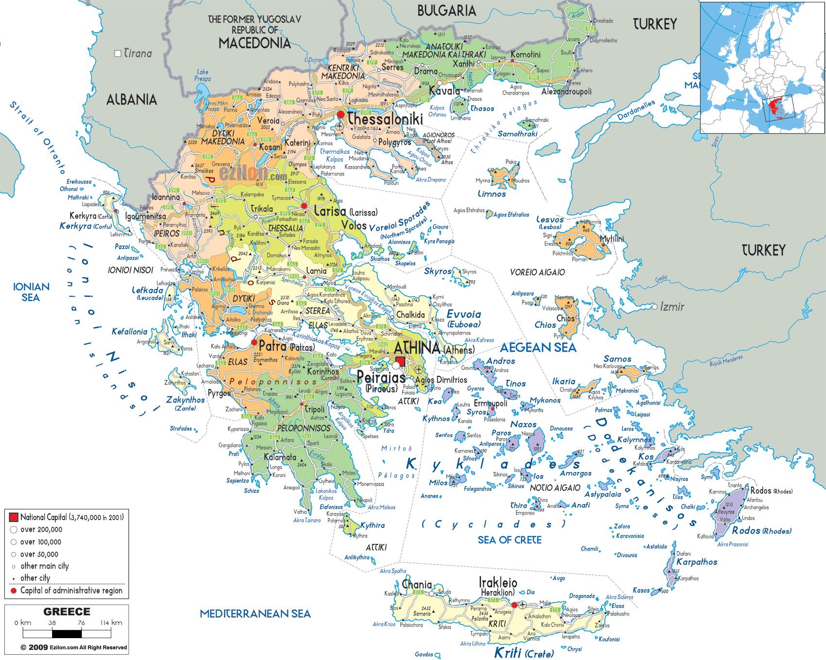 La Grèce Villes Carte Carte De La Grèce Avec Les Villes