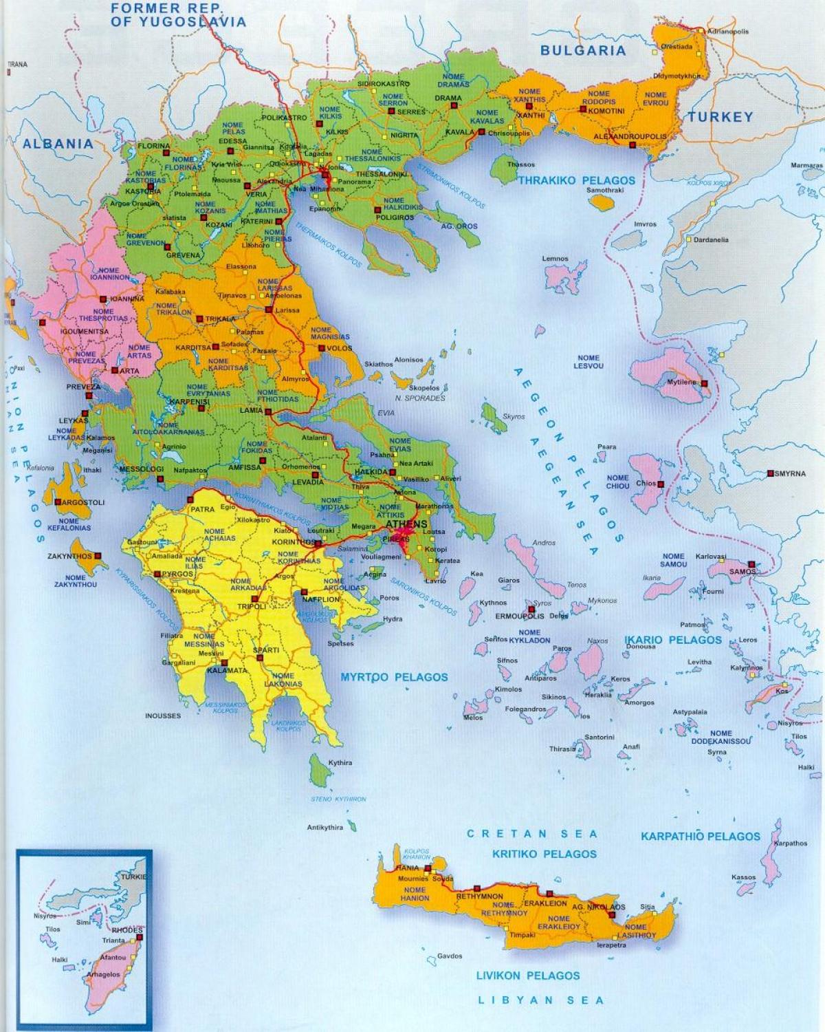 Anglais Carte De La Grece La Grece De La Carte En Anglais Le Sud De L Europe Europe