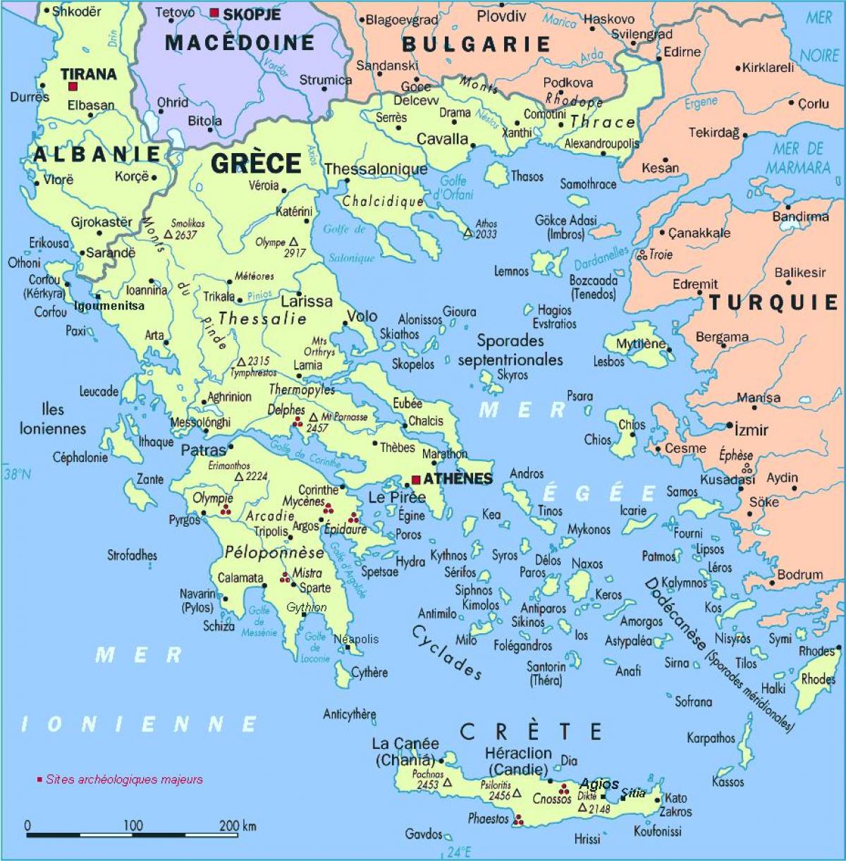 carte détaillée de la Grèce