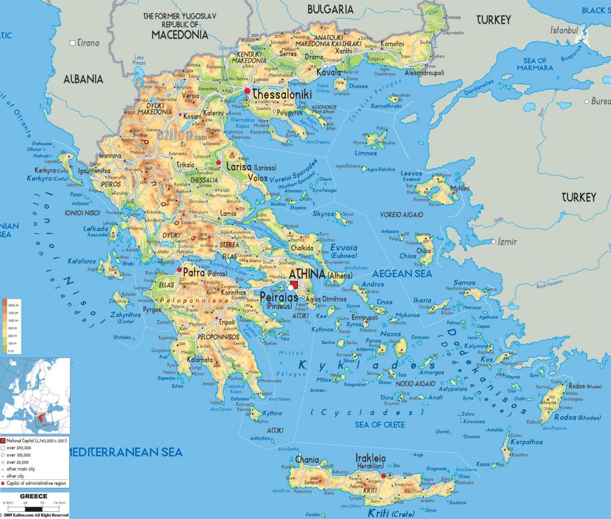 carte géographique de la Grèce