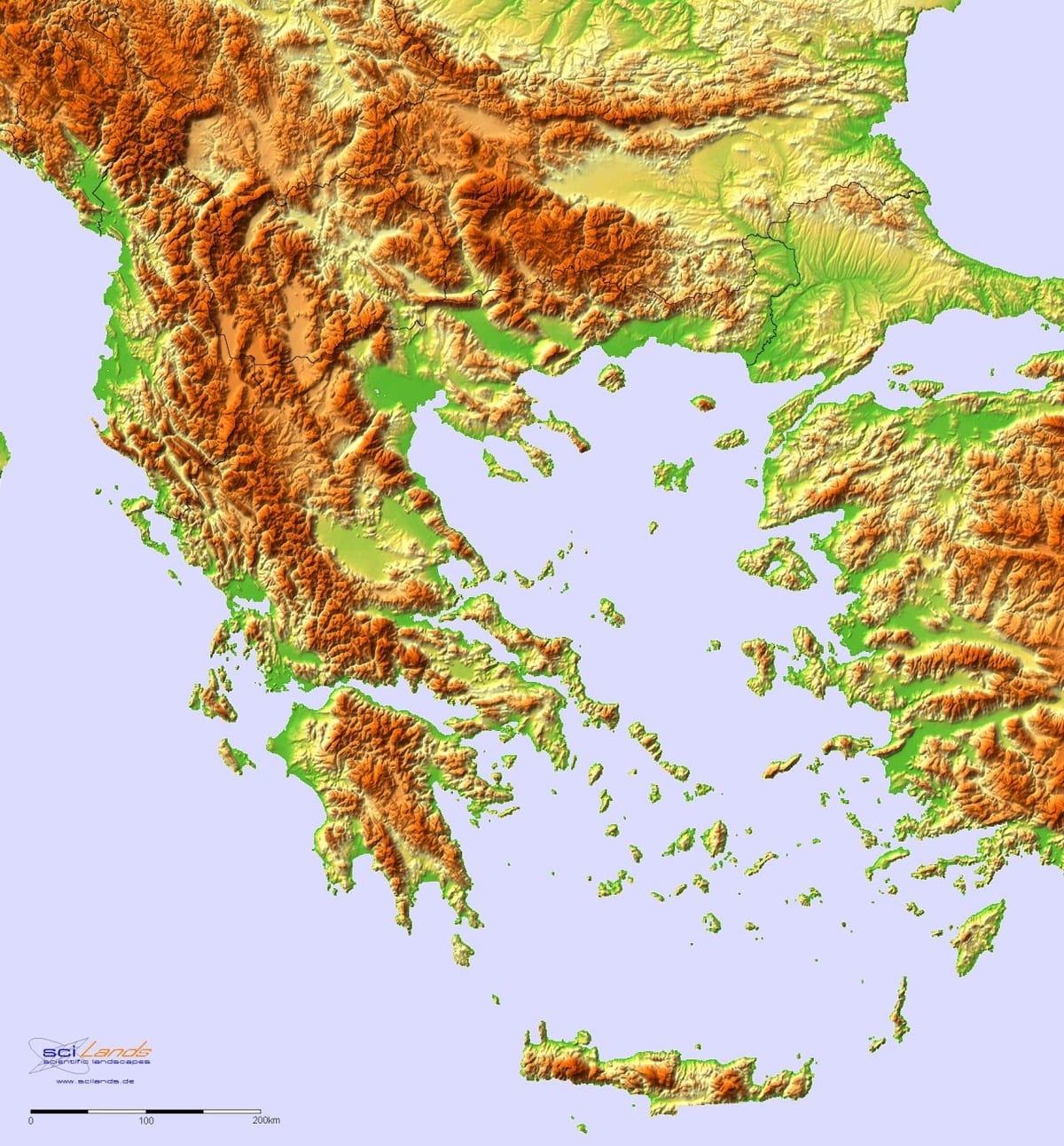 carte topographique de la Grèce