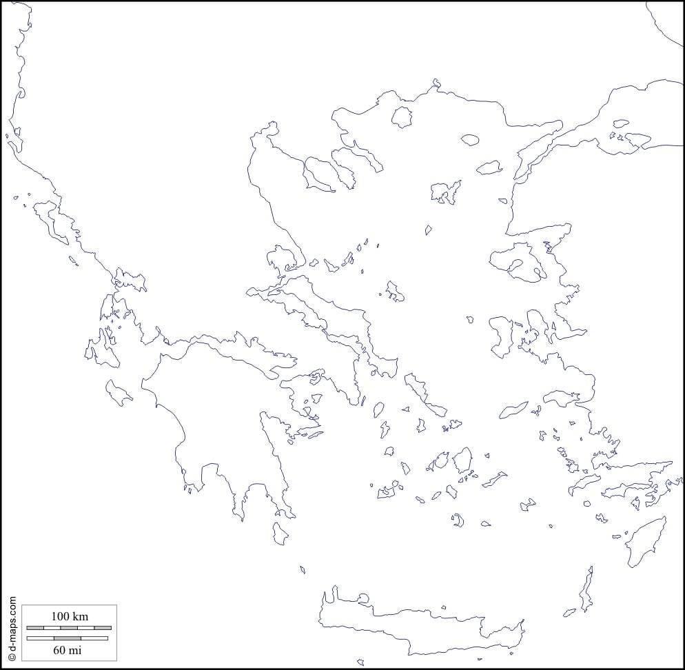 La grèce carte vierge