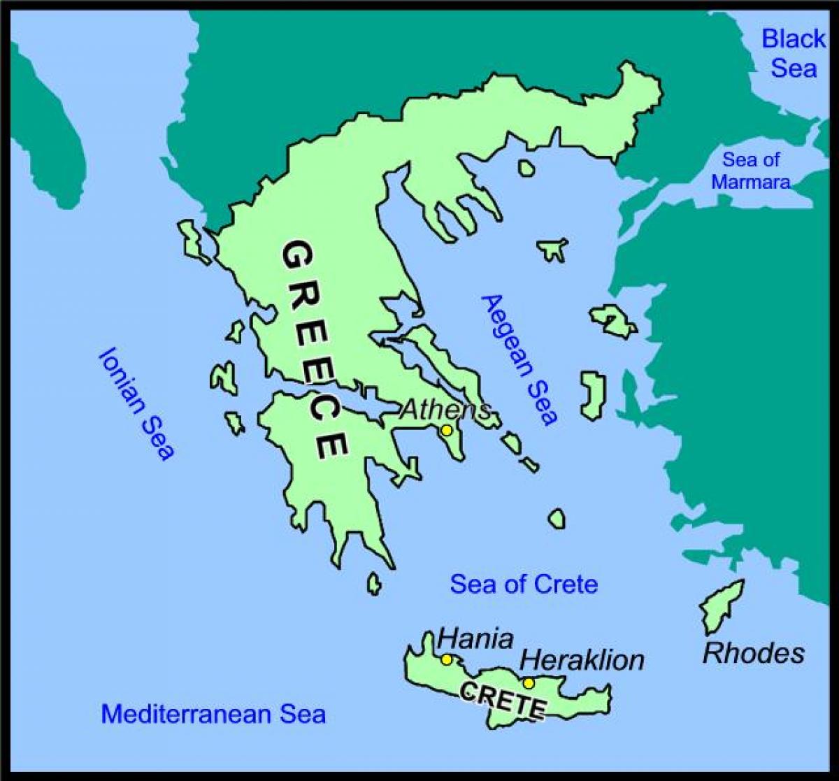 carte de la Crète et de la Grèce