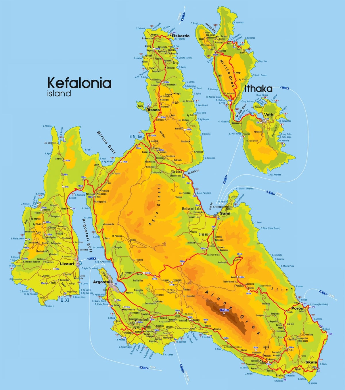 carte de Céphalonie en Grèce