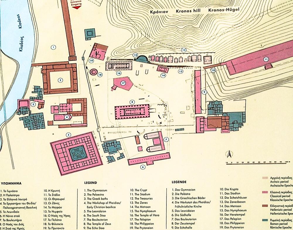 la carte de Olympia, Grèce