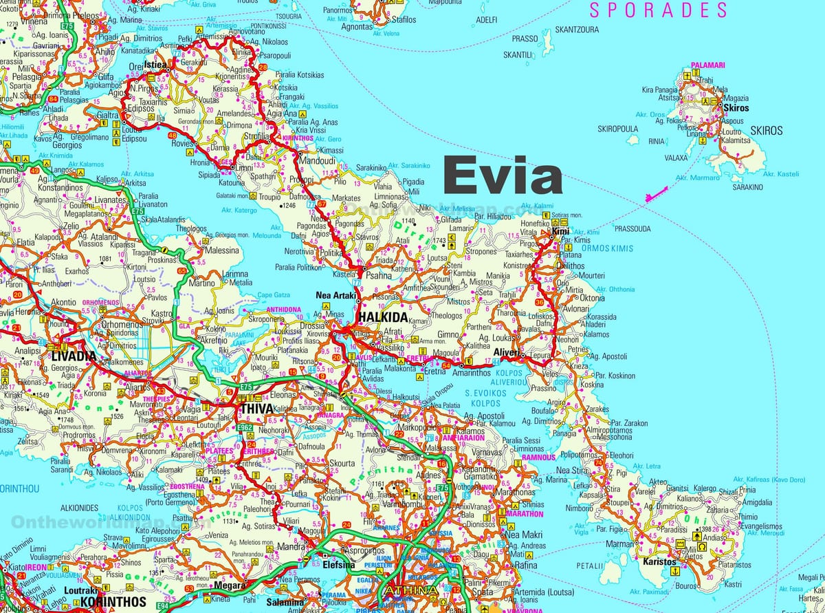 carte Eubée, Grèce