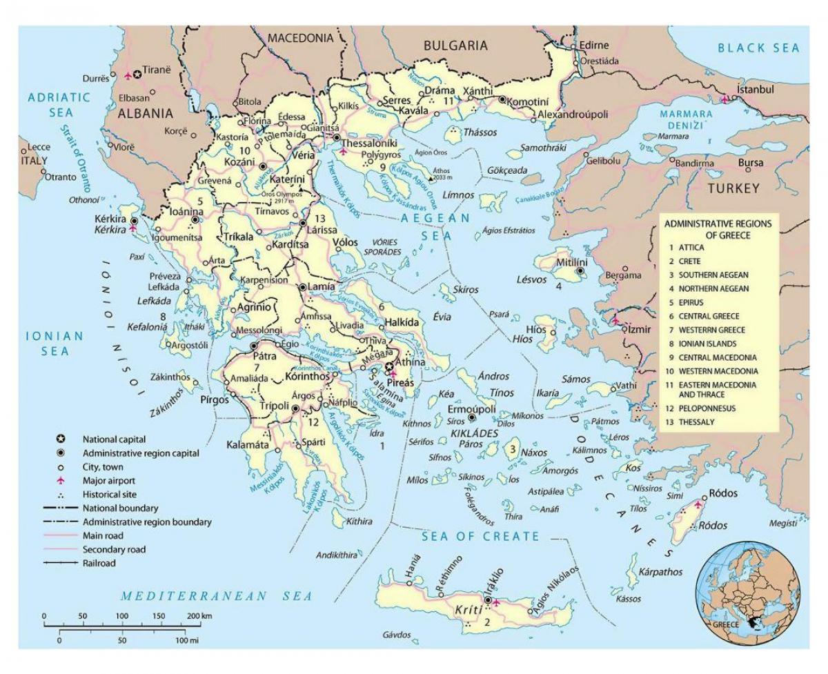 carte de la Grèce, les aéroports