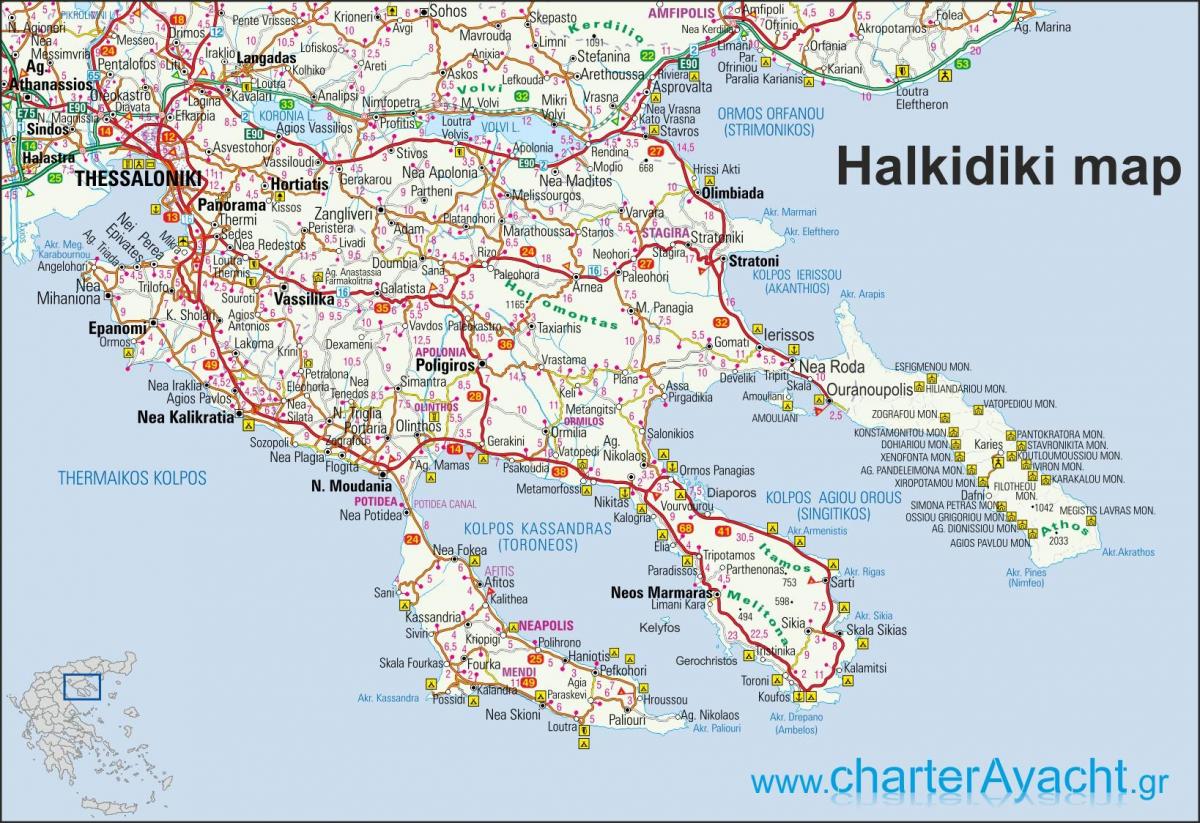 carte de la Grèce, de Halkidiki