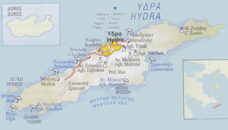 carte de Hydra Grèce