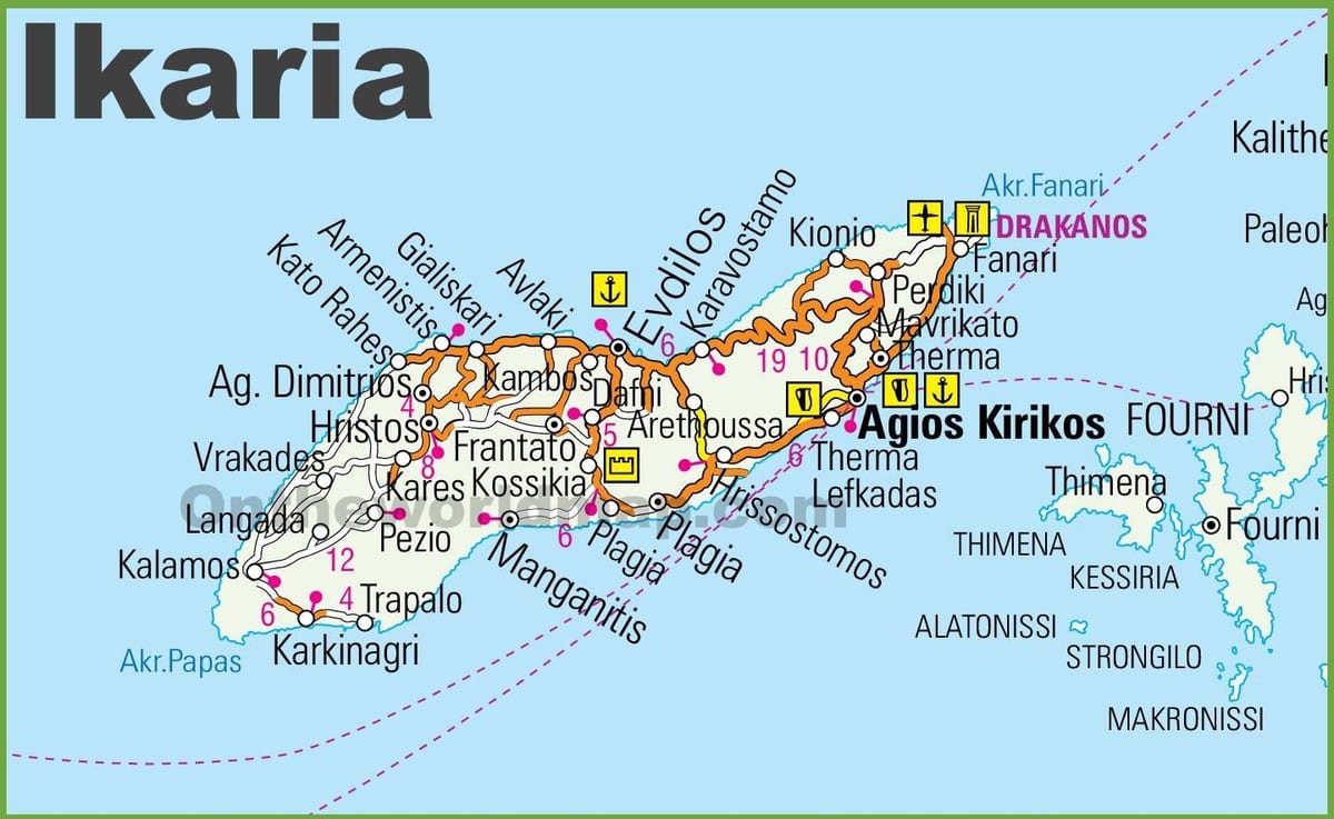 carte de Ikaria en Grèce
