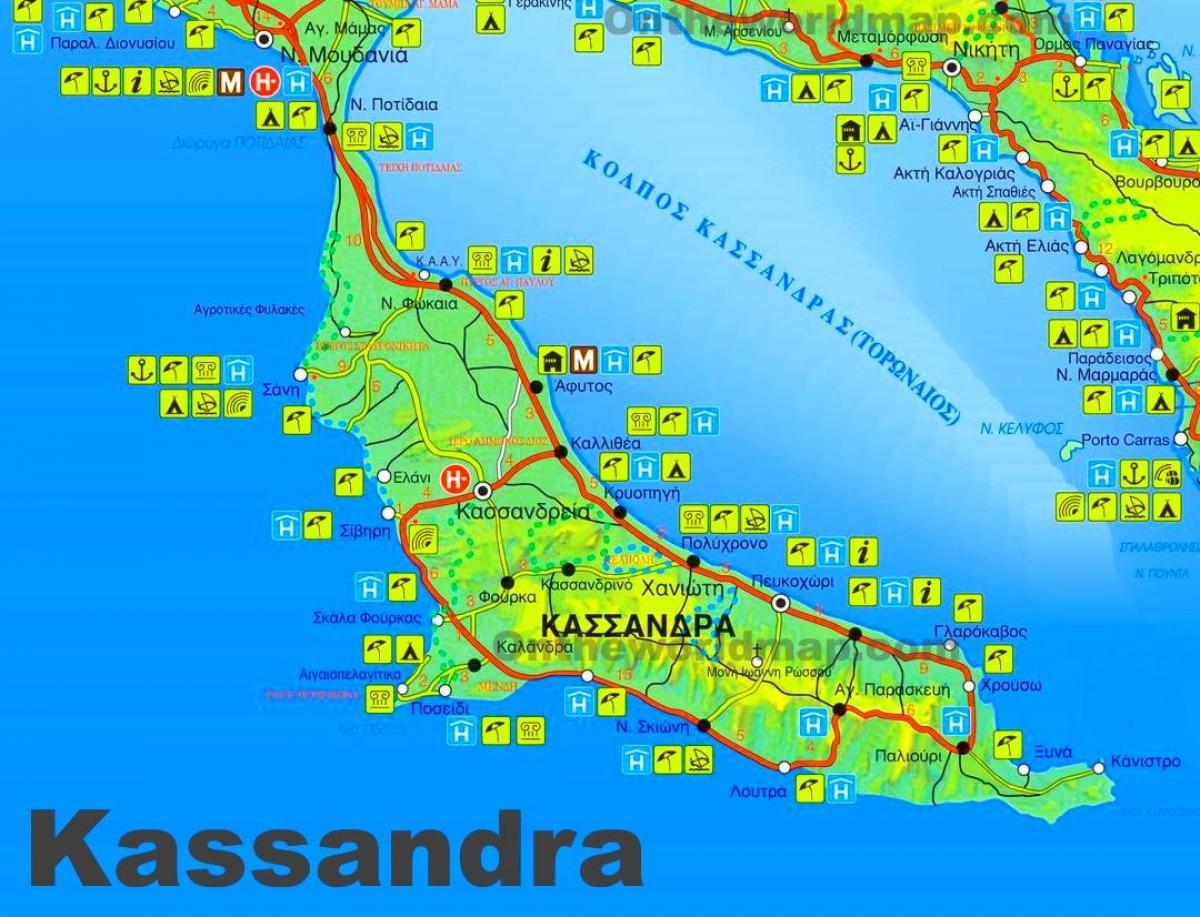 carte de kassandra en Grèce