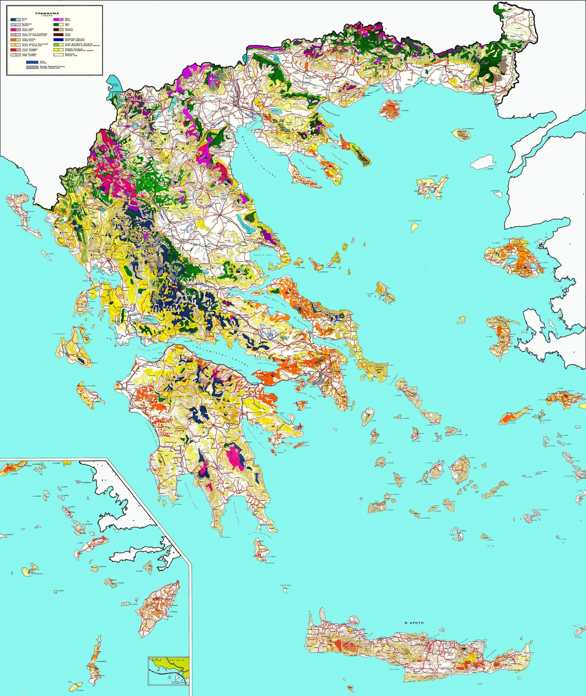 Hellas forêts de la carte