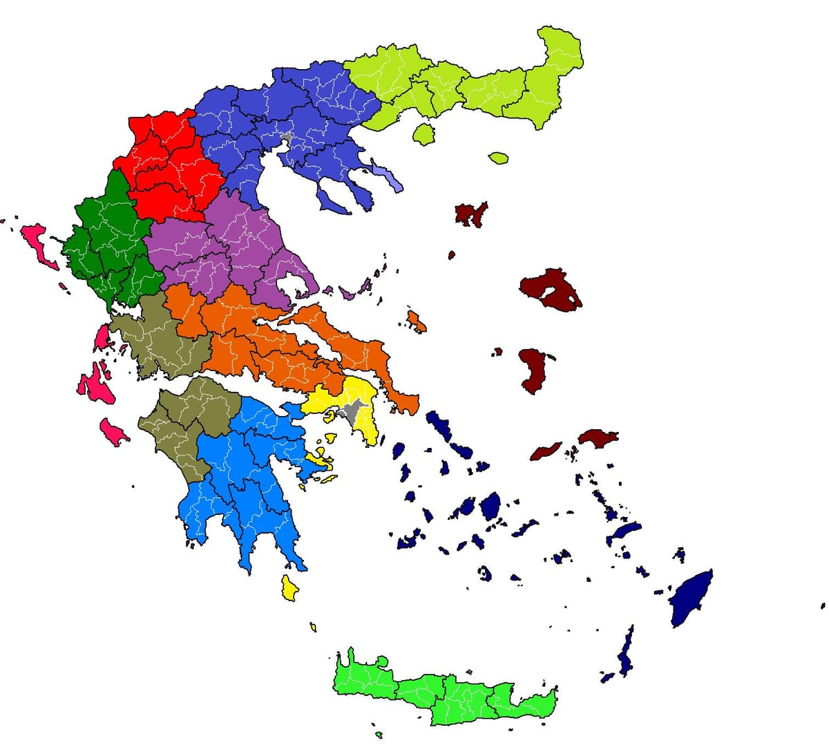 Hellas municipalités de la carte