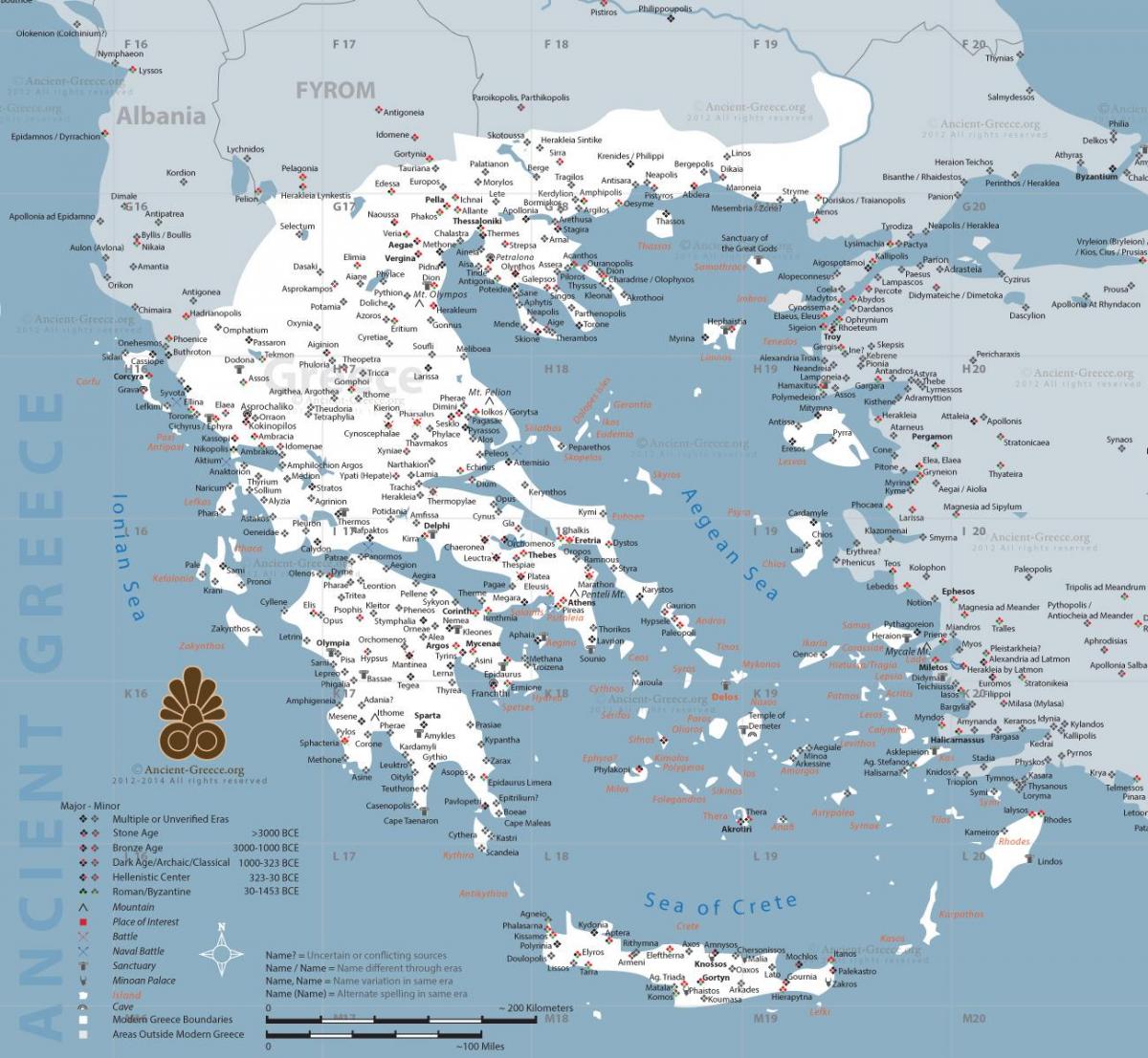 une carte de la Grèce antique