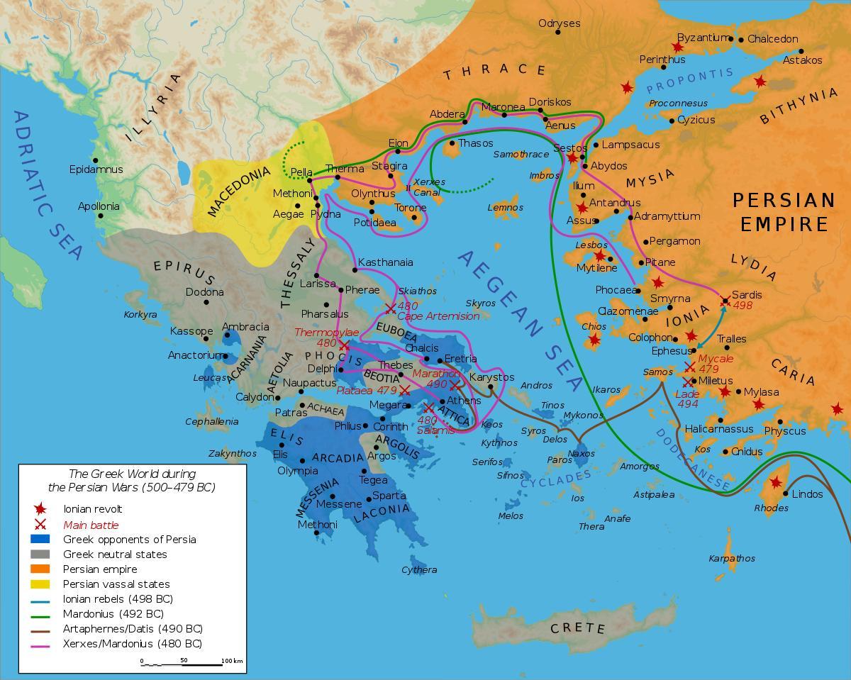 carte de la Grèce antique et de la Perse