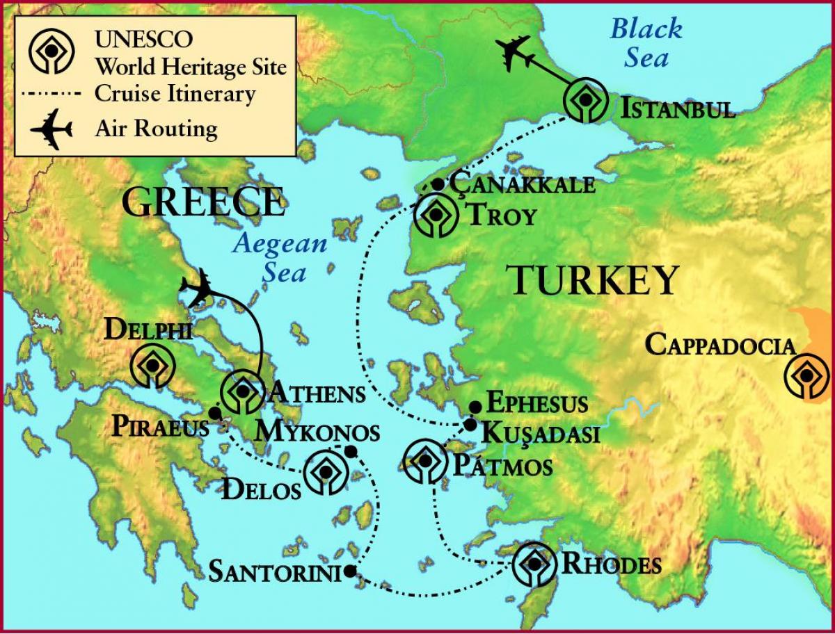 carte de la Grèce antique et Troy
