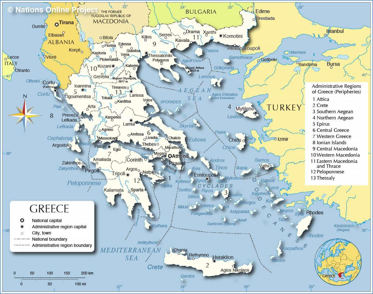 carte de la Grèce et des pays qui l'entourent