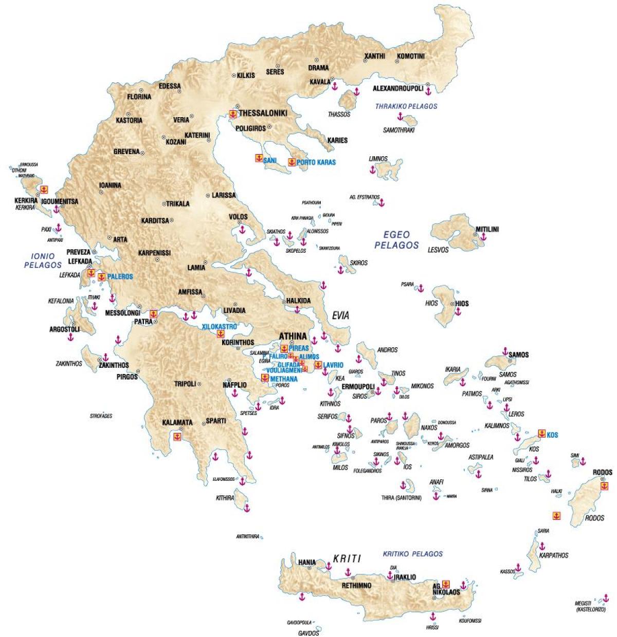 Hellas ports de la carte