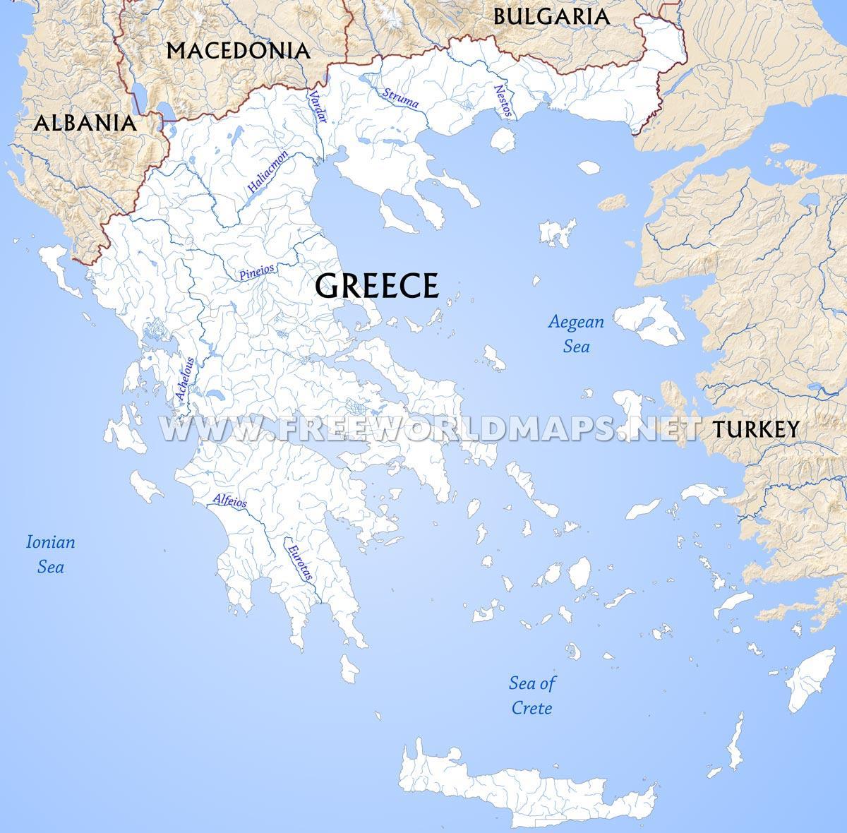 les rivières en Grèce carte