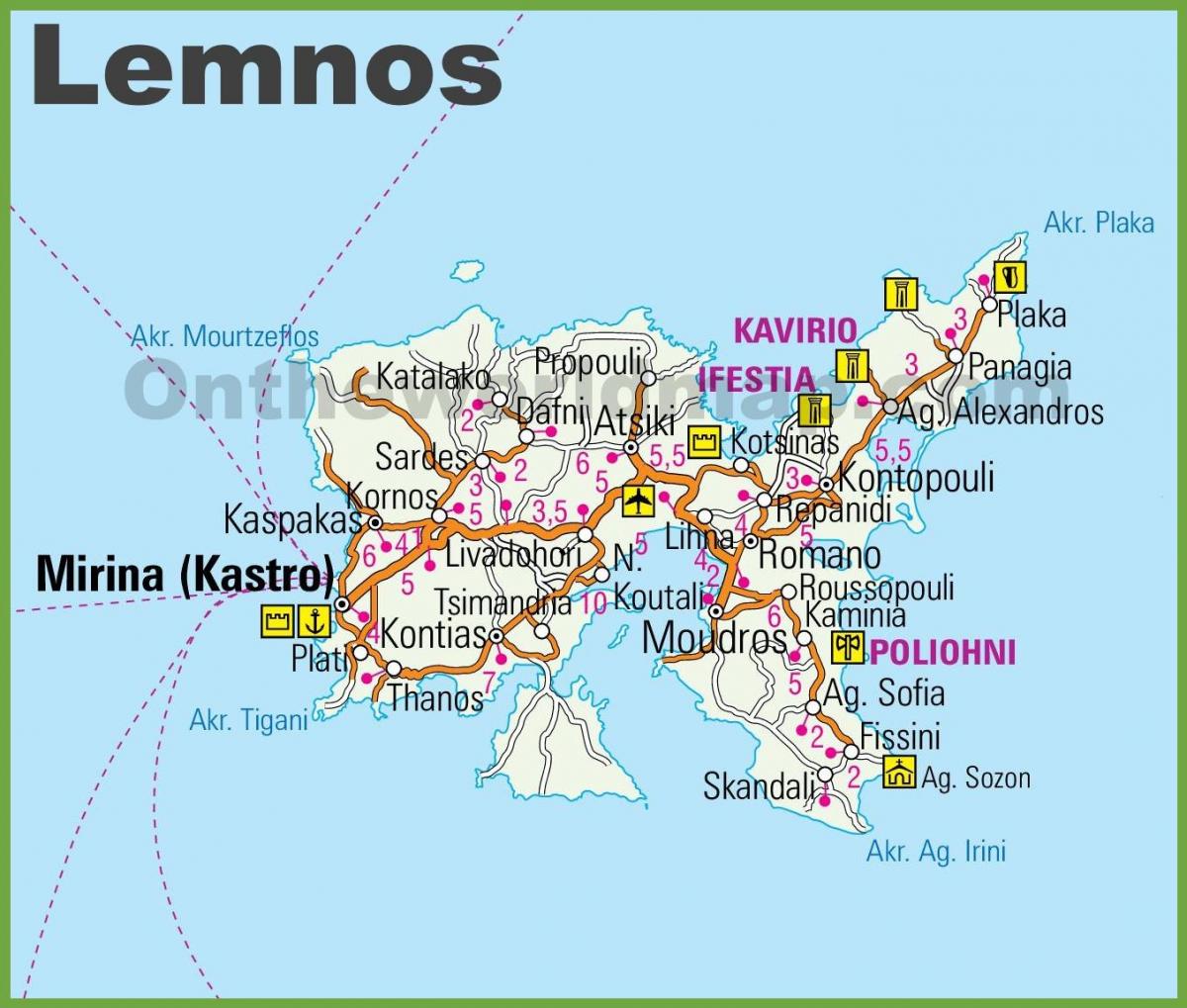 Lemnos carte de la Grèce