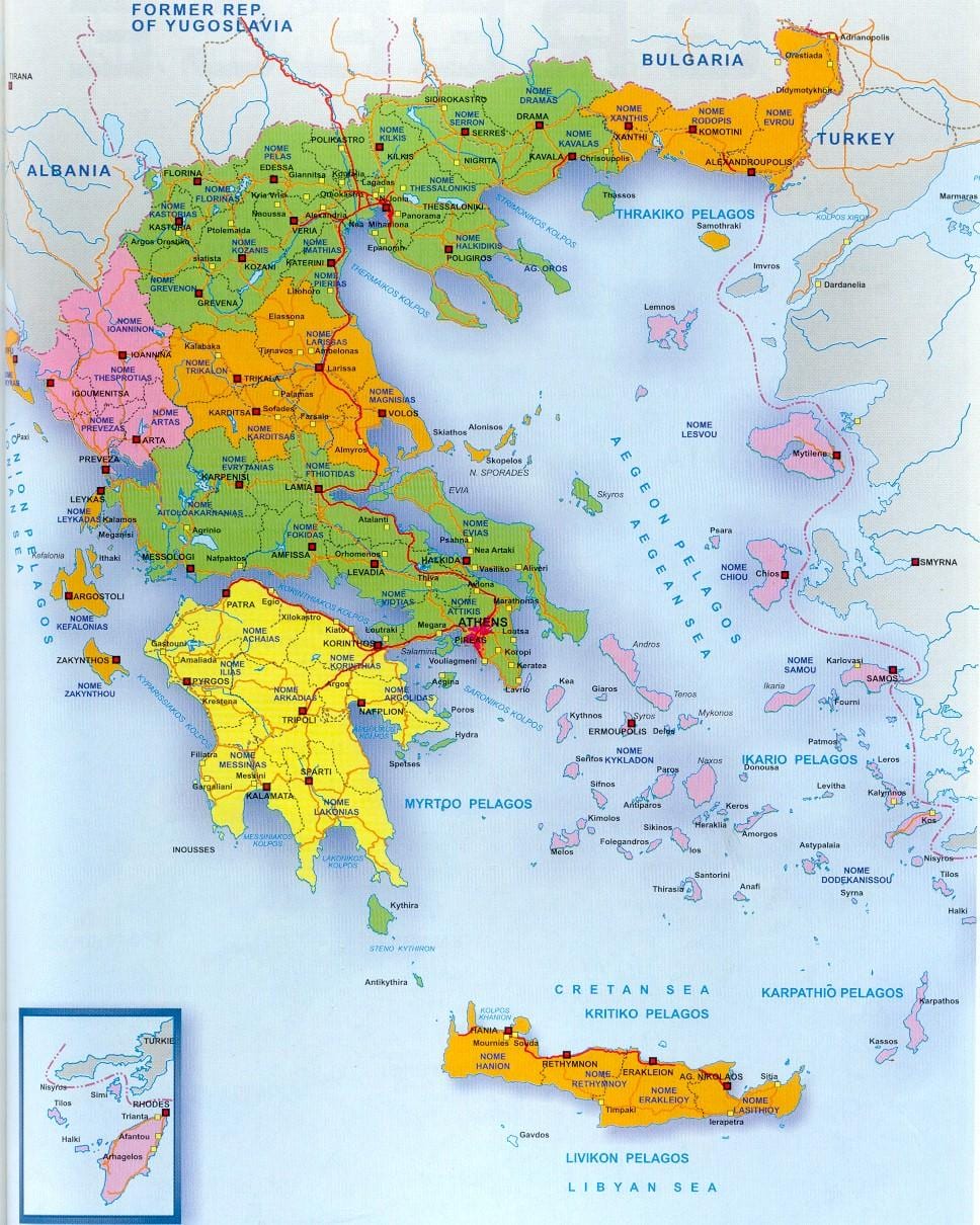 carte de la Grèce et les îles grecques