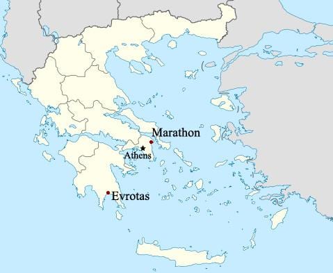 carte de Marathon en Grèce