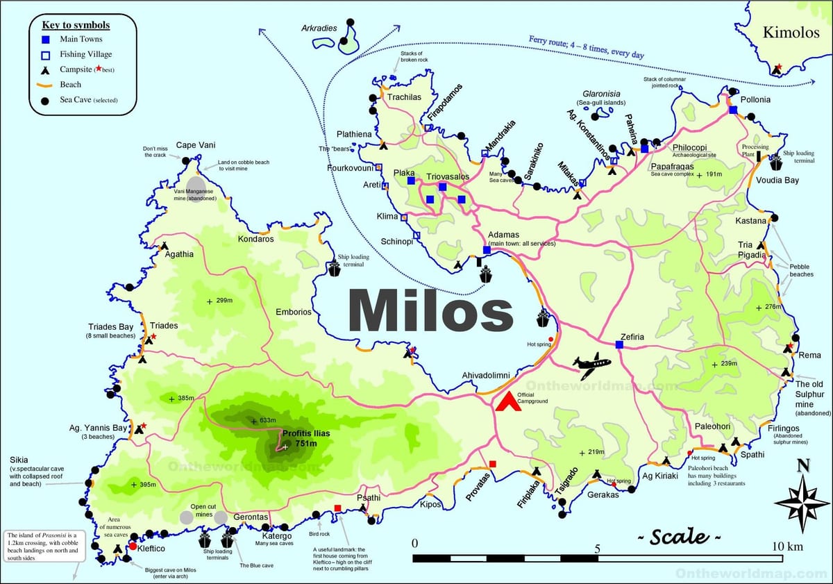 carte de milos en Grèce
