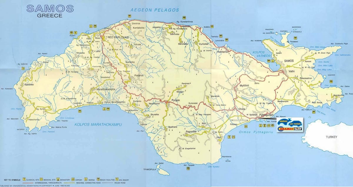 carte de Samos en Grèce