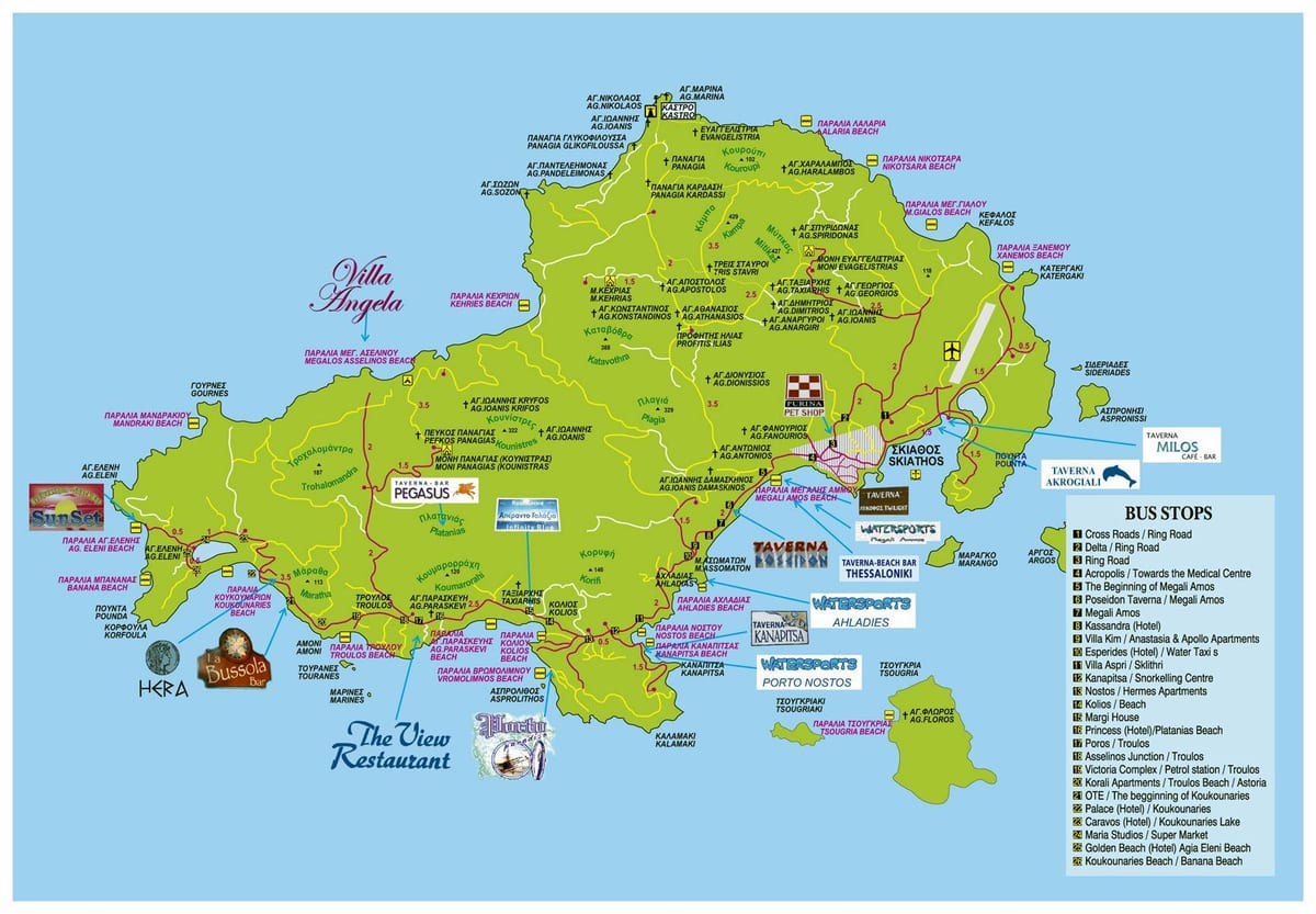 Skiathos carte de la Grèce