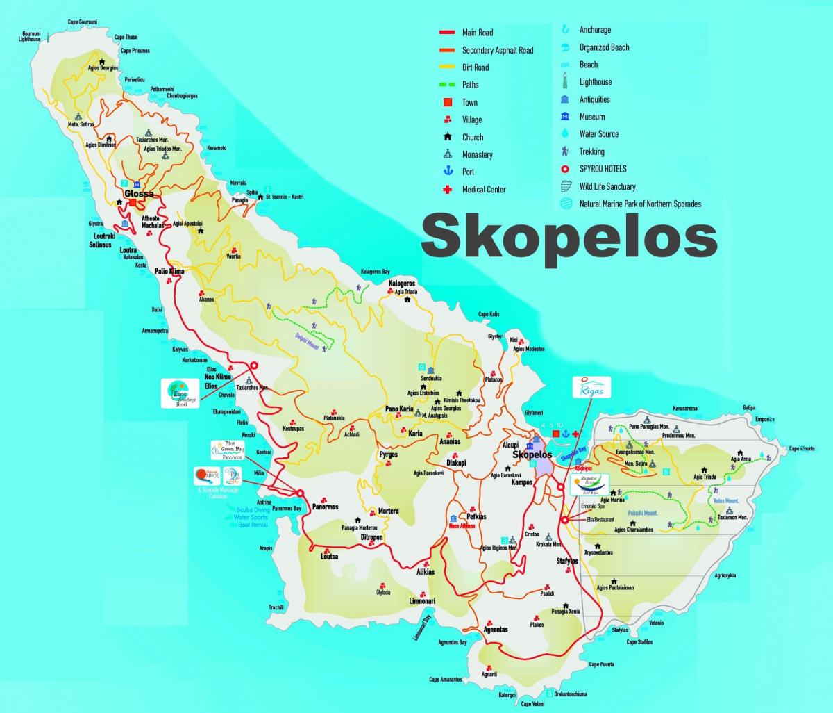 Skopelos carte des îles grecques