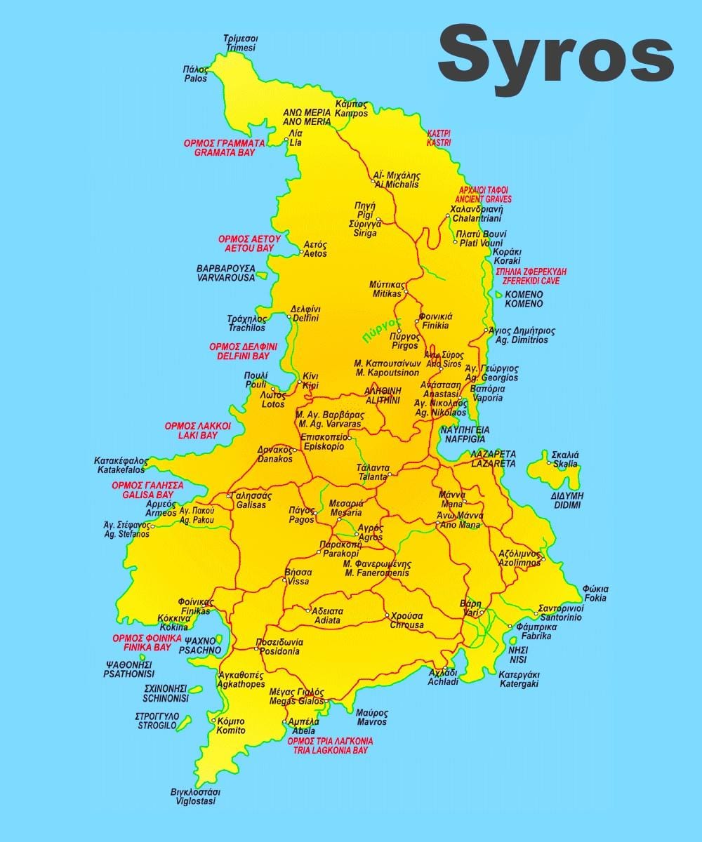 Ile de Syros en Grèce carte