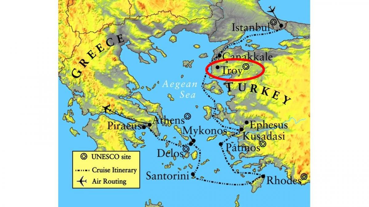 Troy Grèce carte - Carte de la Grèce, Troie (le Sud de l'Europe - Europe)