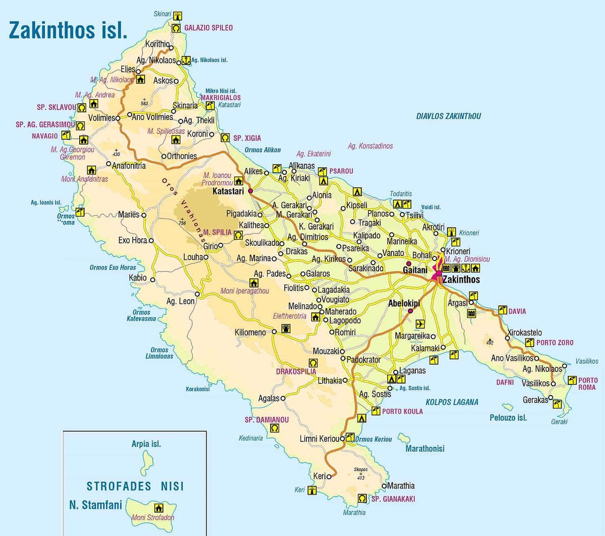 carte des îles grecques Zante