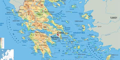 La grèce, l'emplacement de carte