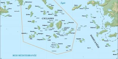 Carte des Cyclades, îles grecques