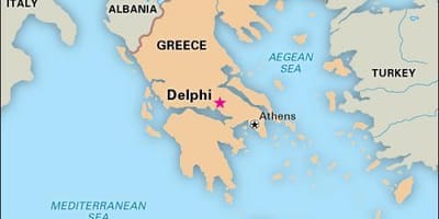 Carte de la Grèce, Delphi