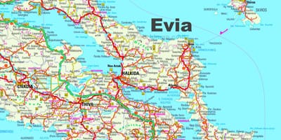 Carte Eubée, Grèce