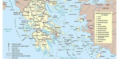 Carte de la Grèce, les aéroports