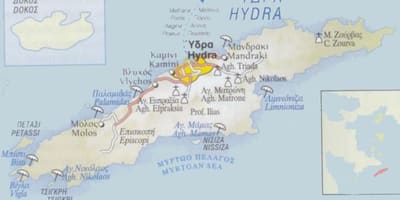 Carte de Hydra Grèce