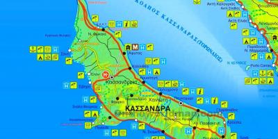 Carte de kassandra en Grèce