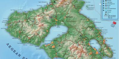 Carte de l'île de Lesbos en Grèce