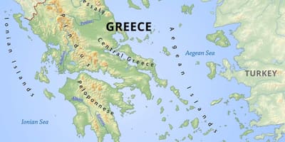 Carte de la Grèce montagnes