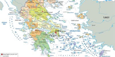 Carte de la Grèce, avec les villes