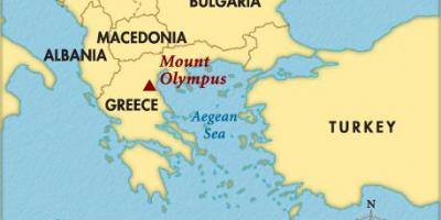 Carte de le mont Olympe en Grèce