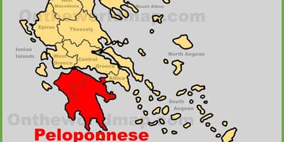 Carte du Péloponnèse en Grèce